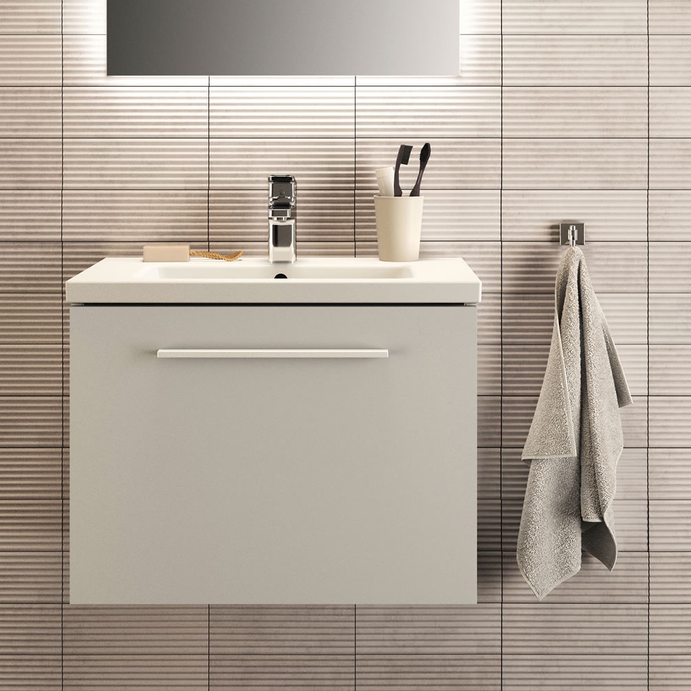 Lifestyle image of Ideal Standard i.life S 600mm Matt White Compact Wall-Hung Basin Vanity Unit